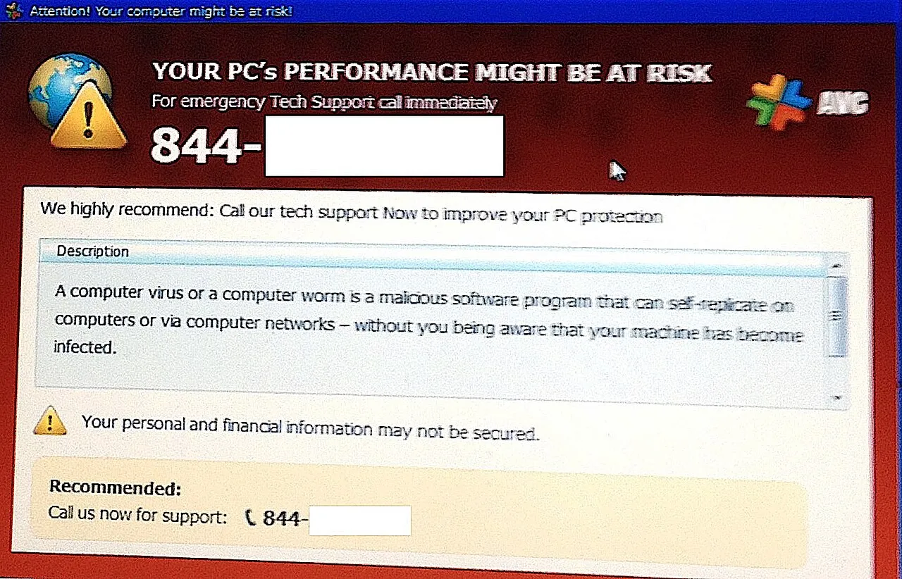 Remove malware from Windows — a computer screen showing a virus warning