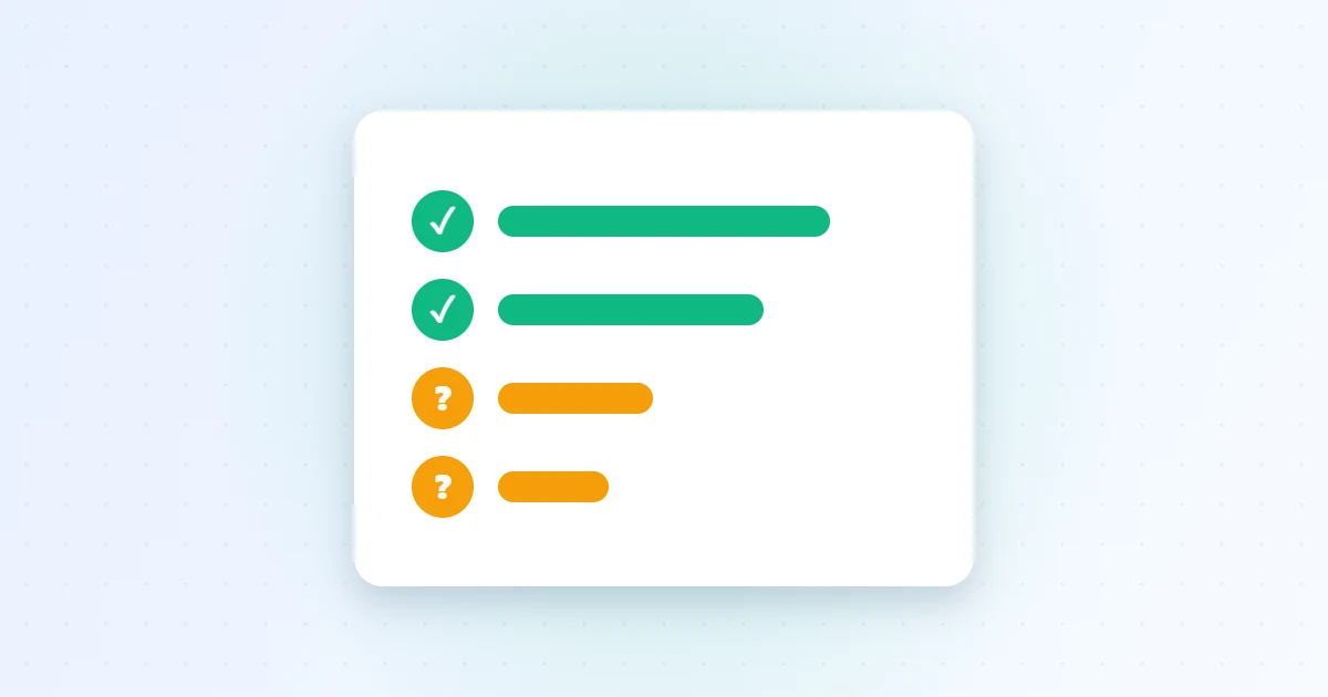 Checklist with two items checked and two unresolved