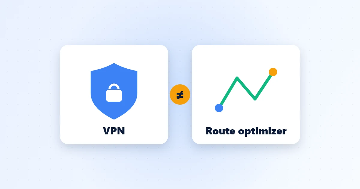 Comparison of a VPN shield and a route optimizer graph
