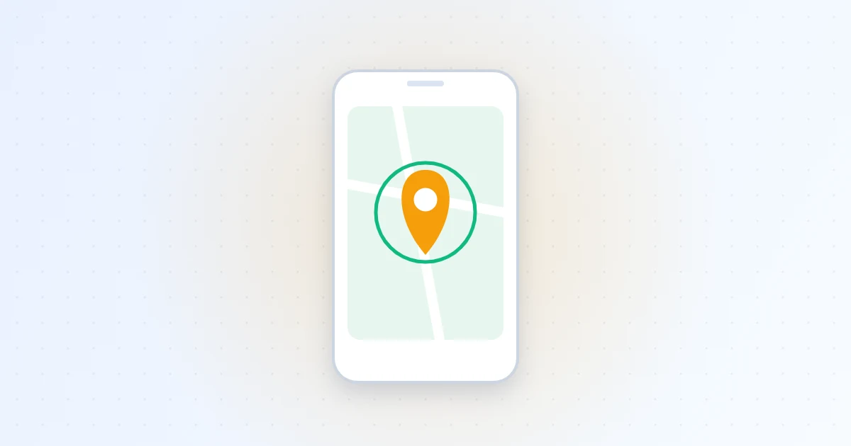 Smartphone map with a location pin representing device GPS location