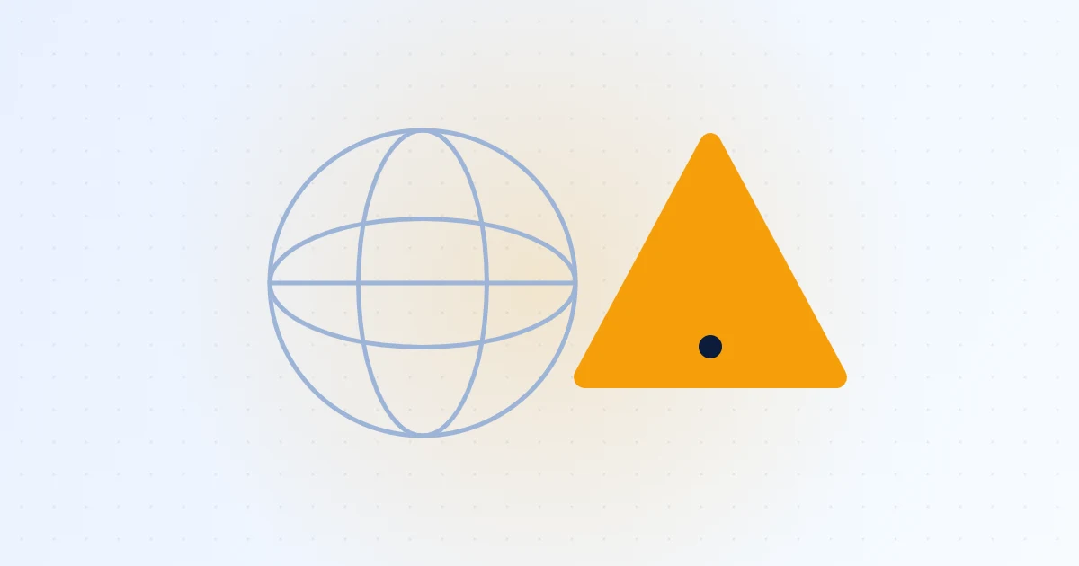Globe next to a warning triangle