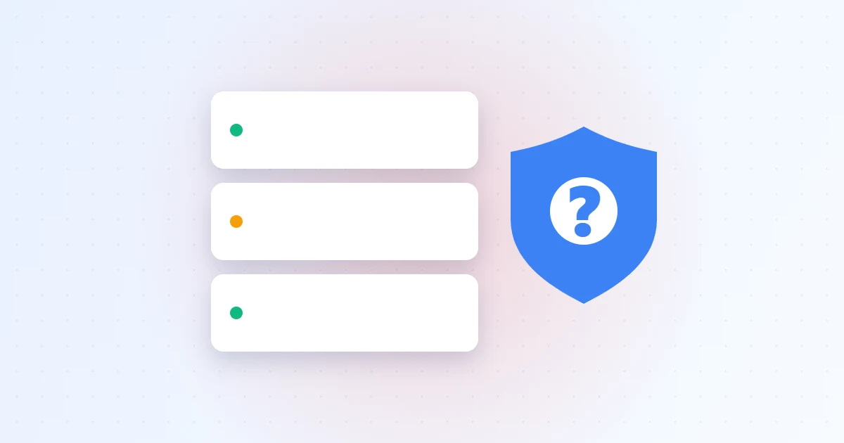 Server rack with a shield and a question mark